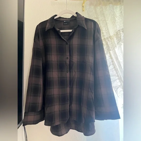 ASOS DESIGN oversized shirt with wide sleeves in plaid - Picture 9 of 9